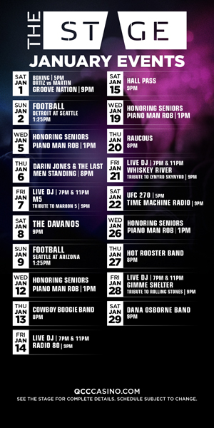Quil Ceda Creek Casino Dining The Stage calendar of events for January 2022. 