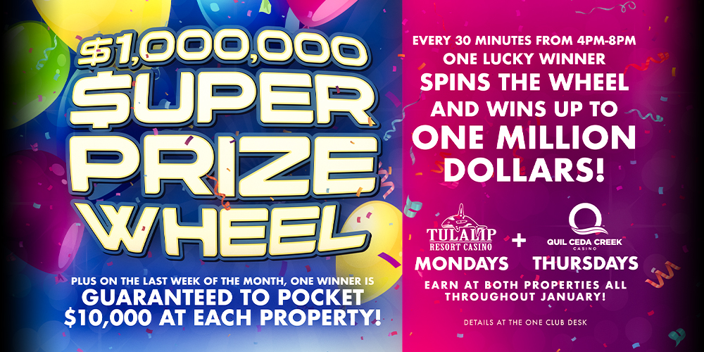 Take a spin and win up to ONE MILLION DOLLARS this January!