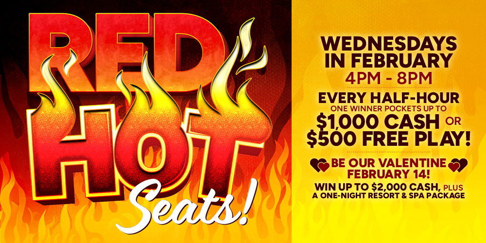 Win red hot prizes up to $1,000 cash or $500 Free Play at Quil Ceda Creek Casino!