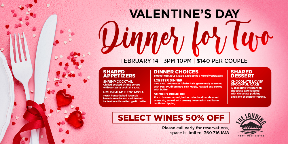 Quil Ceda Creek Casino Valentine's Day Special Menu at The Landing. 