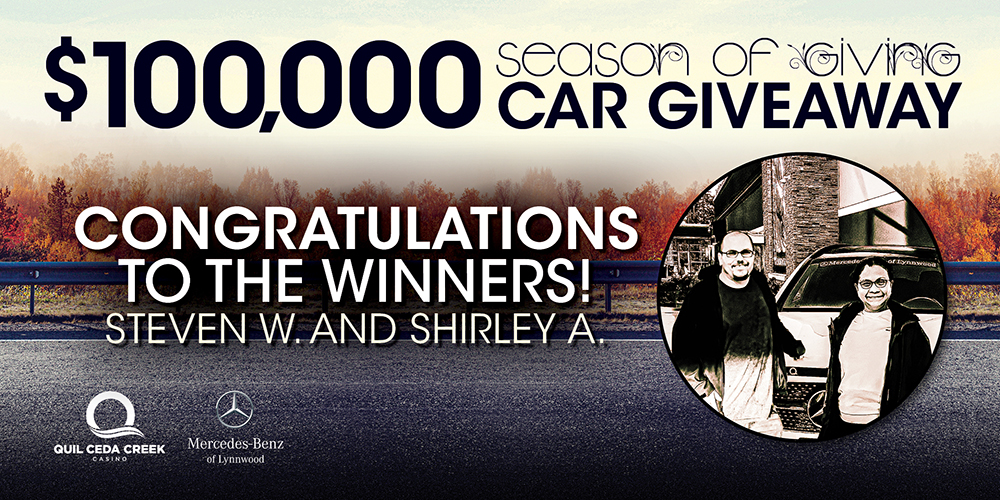 $100,000 Car Giveaway winners at Quil Ceda Creek Casino!