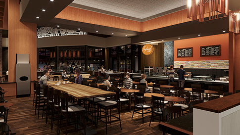 Artist rendition of The Kitchen interior at the New Quil Ceda Creek Casino opening on February 3rd, 2021 located in Marysville!